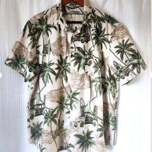 Tropical Shirt Men's LG Classic Fit Button Up Short Sleeve Vacation Point Zero